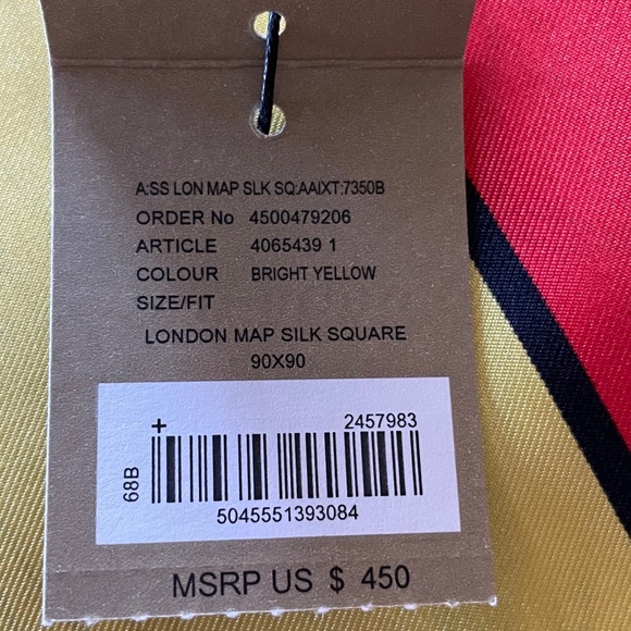 NWT - Burberry London Map Silk Scarf - Box Included - Picture 13 of 14